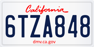 CA license plate 6TZA848