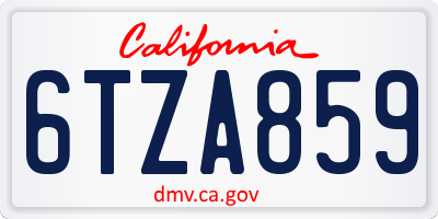 CA license plate 6TZA859