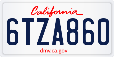 CA license plate 6TZA860