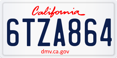 CA license plate 6TZA864