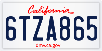 CA license plate 6TZA865