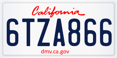 CA license plate 6TZA866