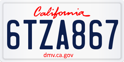 CA license plate 6TZA867