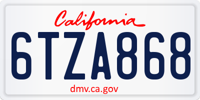CA license plate 6TZA868