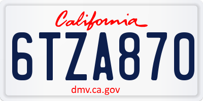 CA license plate 6TZA870