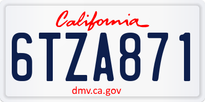 CA license plate 6TZA871