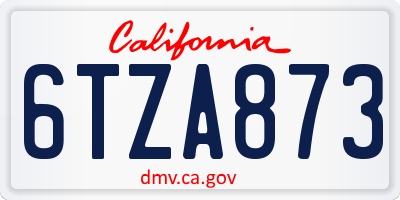 CA license plate 6TZA873