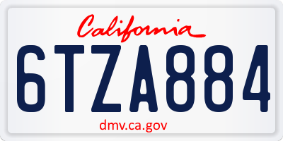CA license plate 6TZA884