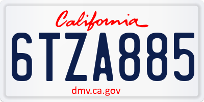 CA license plate 6TZA885