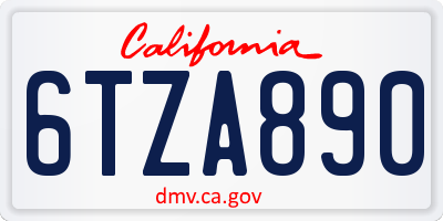CA license plate 6TZA890