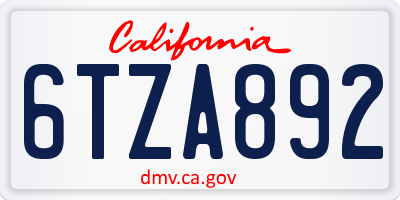 CA license plate 6TZA892