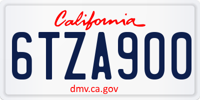 CA license plate 6TZA900