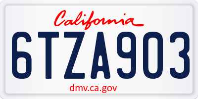 CA license plate 6TZA903