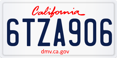 CA license plate 6TZA906
