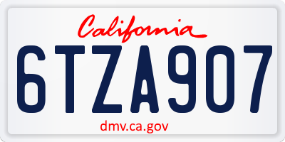 CA license plate 6TZA907