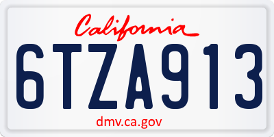 CA license plate 6TZA913