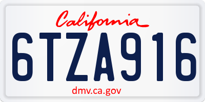 CA license plate 6TZA916