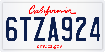 CA license plate 6TZA924