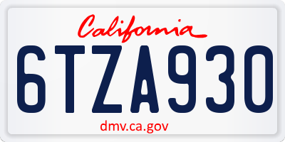 CA license plate 6TZA930