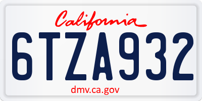 CA license plate 6TZA932