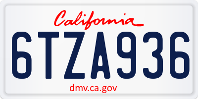 CA license plate 6TZA936