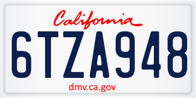 CA license plate 6TZA948