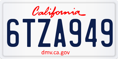 CA license plate 6TZA949