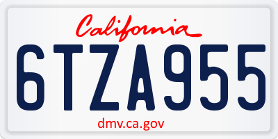 CA license plate 6TZA955
