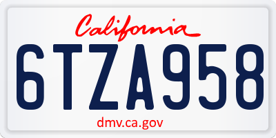 CA license plate 6TZA958