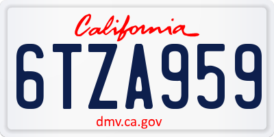 CA license plate 6TZA959