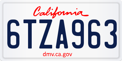 CA license plate 6TZA963