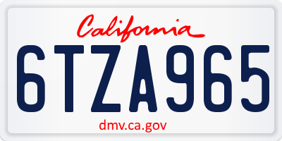 CA license plate 6TZA965