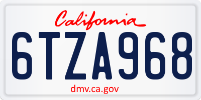CA license plate 6TZA968