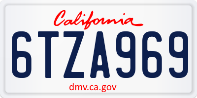 CA license plate 6TZA969