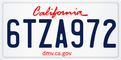 CA license plate 6TZA972