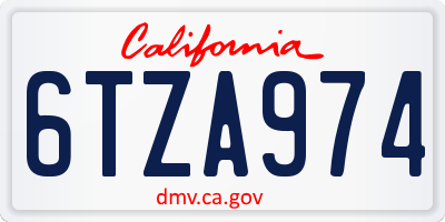 CA license plate 6TZA974