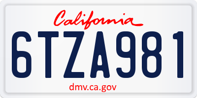 CA license plate 6TZA981