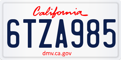 CA license plate 6TZA985