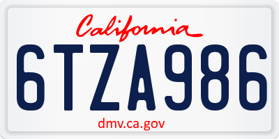CA license plate 6TZA986