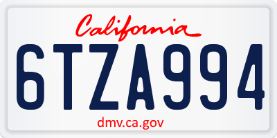 CA license plate 6TZA994