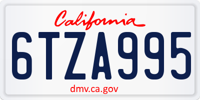 CA license plate 6TZA995