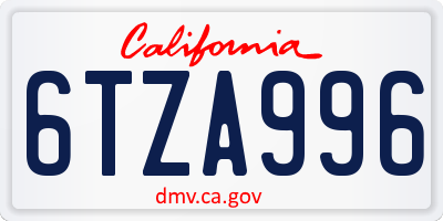CA license plate 6TZA996
