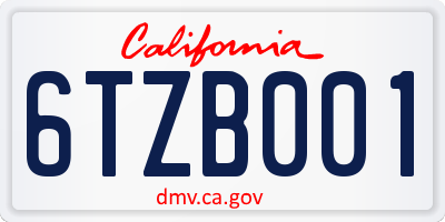 CA license plate 6TZB001