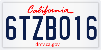 CA license plate 6TZB016