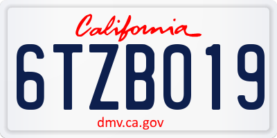 CA license plate 6TZB019