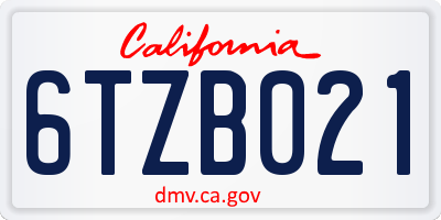 CA license plate 6TZB021
