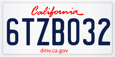 CA license plate 6TZB032
