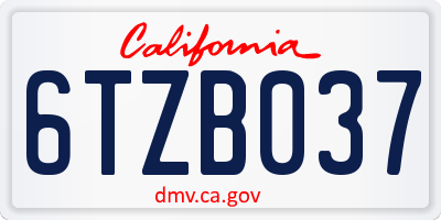 CA license plate 6TZB037