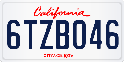 CA license plate 6TZB046
