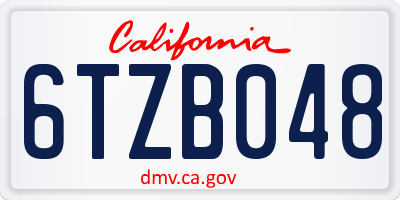 CA license plate 6TZB048